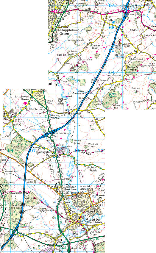 Strensham - Solihull Motorway Map
